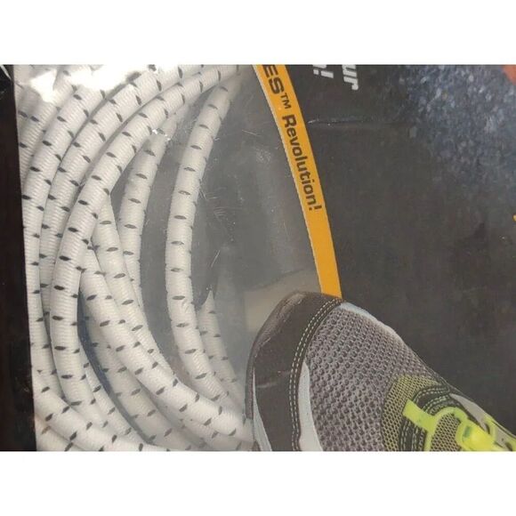 Lock Laces Elastic No Tie Shoelaces One Size Fits White with BLACK Locks New - Picture 6 of 8